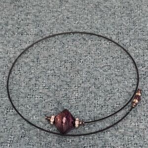 Chic Purple Beaded Choker Necklace with clear glass-silver appearance accents.